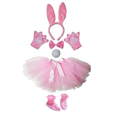Imagem de Petitebella Combinados de animais com faixa de cabeça tutu sapatos 6 peças fantasia para meninas 1-5 anos (bebê [rosa], tamanho único)