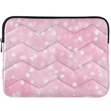 Imagem de Capa para notebook acolchoada rosa com corações em aquarela para MacBook Pro 14 polegadas, acessórios de computador universal de 13 a 14 polegadas