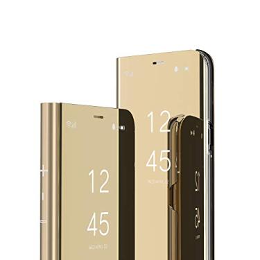 Imagem de COTDINFOR Capa para Samsung Galaxy S26 Plus, espelhada, espelhada, maquiagem, design luxuoso, estilo livro, capa flip de couro com suporte à prova de choque, capa para Samsung Galaxy S26 Plus QH Gold