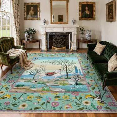 Imagem de LIVEBOX Tapete lavável para sala de estar, 20 x 25 cm, tapete antiderrapante com estampa floral de cavalo botânico, tapete de área de selva botânico, animais ocidentais, sala de jogos, crianças
