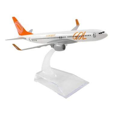 Imagem de GOL Miniatura de Avião Boeing 737-800, Modelo Metálico, Escala 1:400, 16cm, Branco e Laranja, com Base de Suporte