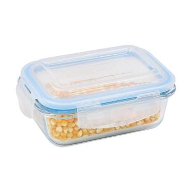 Imagem de Pote Marmita de Vidro 370ml Hermético Retangular Frescos - Amana Store