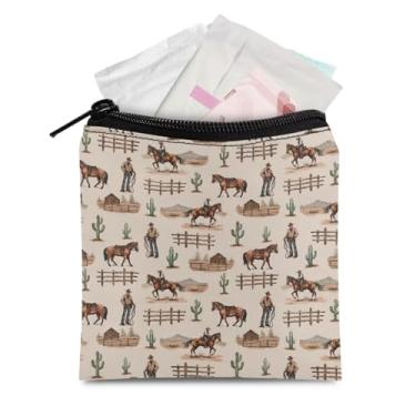 Imagem de Bolsa de armazenamento de guardanapos higiênicos, bolsas de período para mulheres, adolescentes, meninas, viagens, produtos femininos, Cowboy ocidental, Porta-moedas