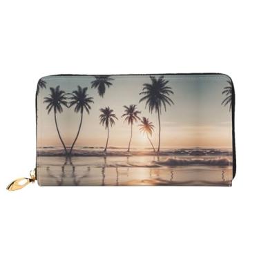 Imagem de XLLingL Carteiras de cartão de crédito impressas, bolsas longas de couro femininas, carteiras com zíper, carteira de viagem simples