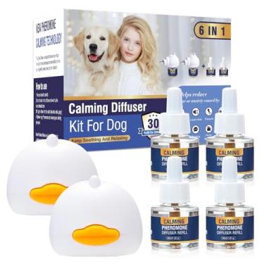 Imagem de LKBHGF Kit de difusor de feromônios calmantes para cães 6 em 1, difusor de feromônios apaziguador para acalmar (2 plugues + 4 x 48 ml de recarga) para alívio da ansiedade, reduzir a agressividade