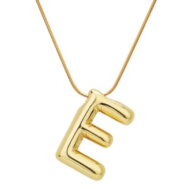 Imagem de Colar com letras douradas, banhado a ouro de cobre, colar com pingente de alfabeto de osso de cobra, joias, decoração de aniversário, presentes para mulheres (letra E)
