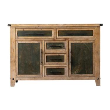 Imagem de Armário buffet de madeira maciça estilo industrial retrô envelhecido armário de armazenamento sala de estar gaveta lateral de jantar especial armário de armazenamento aparador