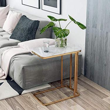 Imagem de Mesa de centro pequeno apartamento mesa lateral de mármore nórdico simples sofá mesa de armário lateral sala de estar rede luz vermelha milho (cor: Boom Clap 4) (Boom Clap 1)