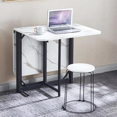 Imagem de ZXLPHA Mesa de jantar dobrável, mesa de cozinha com pé ajustável, mesa de jantar multifuncional com economia de espaço para apartamento, sala de estar