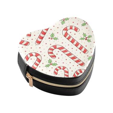Imagem de Burbuja Caixa de joias de Natal em forma de coração, mini estojo de joias de viagem para mulheres e meninas, organizador portátil de armazenamento para brincos, anéis, colares e pulseiras