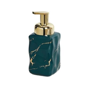 Imagem de Dispensador de sabão de cerâmica de 355 g Dispensador de sabão quadrado recarregável loção para mãos e dispensador de sabão de louça para pia de cozinha, banheiro, chuveiro, sabão para cozinha (verde)