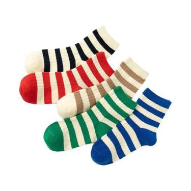 Imagem de Meias Listradas Confortáveis E Respiráveis Para Meninas, 5 Pares, Lind