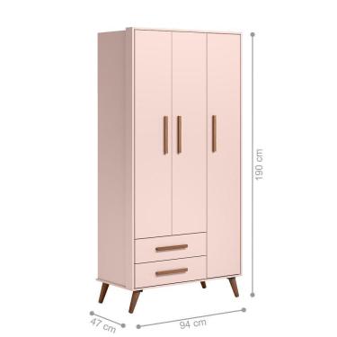 Imagem de G. Roupa 3pts/2gv Q Encanto Retro Rosa (3830.91) + Comoda Sap. 1pt/4gav Q Encanto Retro Rosa (3825.91)