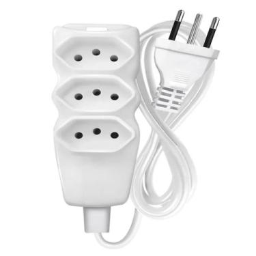 Imagem de Extensão Elétrica 3 Tomadas 3 Pinos 10a 10 metros Branco Megatron
