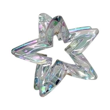 Imagem de Presilha De Cabelo Estrela Transparente Colorida Com Clipe De Tubarão 