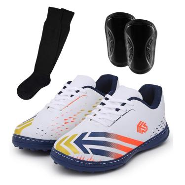 Imagem de Kit Chuteira Infantil Society Meninos Campo Grama Sintética Resistente + Meião e Caneleira-Masculino