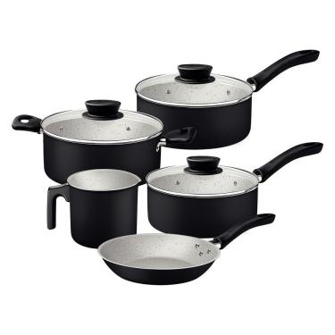 Imagem de Jogo Panelas Tramontina Linz Starflon Max Preto 05 Peças Aluminio Antiaderente Tramontina