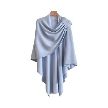 Imagem de Poncho Feminino De Caxemira Quente De Inverno Cor Sólida Dupla Face De