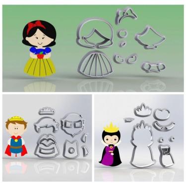 Imagem de Cortador Kit Branca De Neve - 3 Personagens Modulares 7 Cm