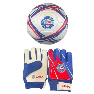 Imagem de Luva De Goleiro Bahia Infantil DRB + Bola Campo Branca Bahia-Unissex