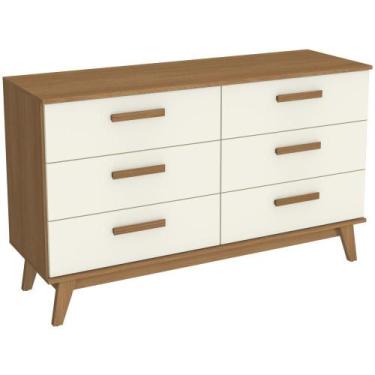 Imagem de Cômoda Kappesberg T268 6 Gavetas MDP 83 x 136 x 45cm, CANELA/OFF WHITE
