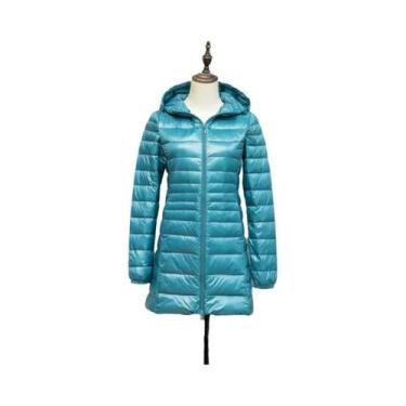 Imagem de Jaqueta Feminina Longa Com Capuz Em 12 Cores, Casaco Puffer Leve E Que