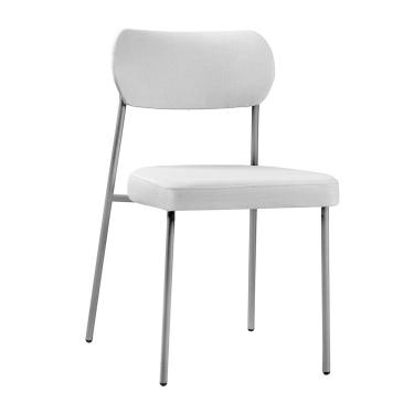 Imagem de Cadeira Sala de Jantar Lavínia Estofada Base Preto Linho Cinza - Abmaza