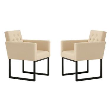 Imagem de Kit 2 Poltronas Decorativas Reforçada Recepção Base Ferro - Móveis Maf
