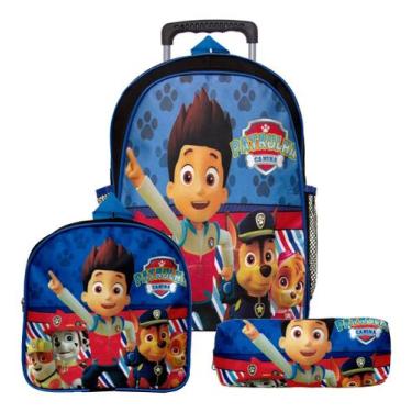 Imagem de Mochila Masculina Rodinhas Patrulha Canina Lancheira Estojo