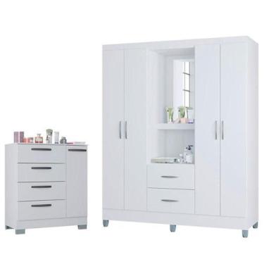 Imagem de Cômoda 868 4 Gavetas E 1 Porta Com Guarda Roupa Solteiro Córdoba 4 Por