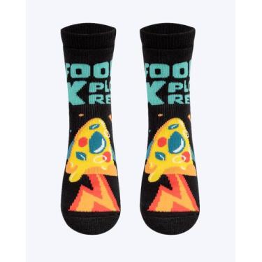 Imagem de Meia Soquete com Sola Emborrachada Infantil Masculina Space Food Puket