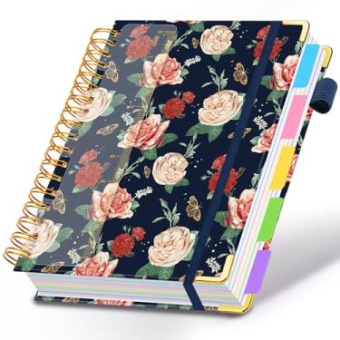 Imagem de Caderno espiral para trabalho, caderno de 300 páginas, com 5 matérias, pautado na faculdade, com divisórias e abas, caderno grande de 20 x 25 cm para mulheres, estudantes, anotações e organizador