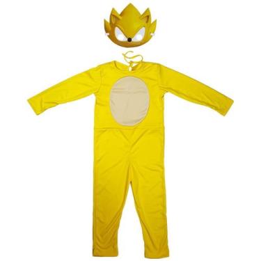 Imagem de Fantasia Super Sonic Infantil Amarelo Longo Com Máscara - Fantasias Ca