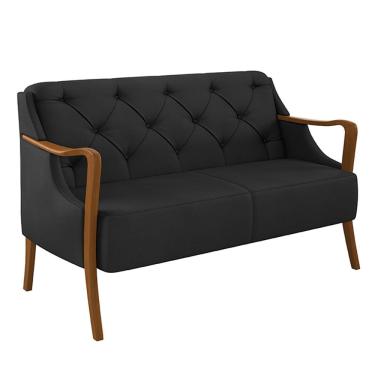 Imagem de Poltrona Namoradeira Hand G45 2 Lugares Decorativa Corino Confortável Preto Gran Belo
