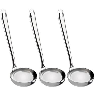 Imagem de Conjunto 3 Concha de Inox para Sopa Feijão ou Molho Utensílio Cozinha 