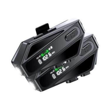 Imagem de Intercomunicador Bluetooth Para Capacete De Moto Com Luzes LED, Rádio 