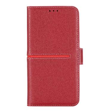 Imagem de LAHappyL Capa para iPhone 13 Pro Max/13 Pro/13, fecho magnético de couro legítimo com suporte de visualização para 3 cartões à prova de choque, capa tipo carteira, vermelha, 13 Pro 6,1 polegadas