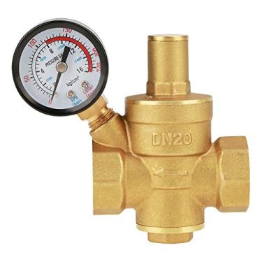Imagem de Válvula redutora redutora reguladora de pressão de água ajustável de latão DN20 com medidor de manômetro
