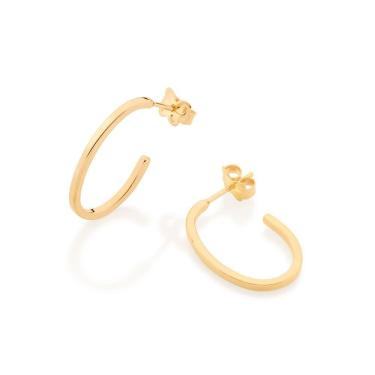 Imagem de Brinco Rommanel Folheado Ouro Meia Argola Liso Oval 523960