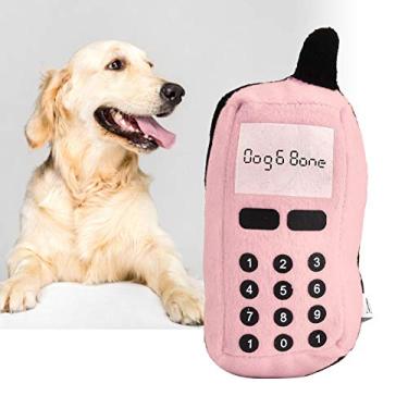 Imagem de Brinquedo de mastigar para animais de estimação, telefone celular de pelúcia, cães e gatos, brinquedo de mastigar interativo para cães e mastigar resistente a rasgos (rosa)