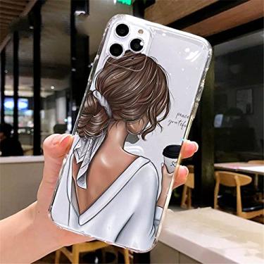 Imagem de Fundas Para iPhone 8 7 6S Plus 11 Pro XS MAX XR X Coque Para iPhone SE 2020 11 12 13 Mini Pro Max Case Café Mulher Capa, F, Para iPhone 7Plus 8Plus