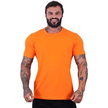 Imagem de Camiseta Tradicional Bicolor Masculina Básica MXD Conceito Casuais Academia Musculação Treinos (M, Laranja)