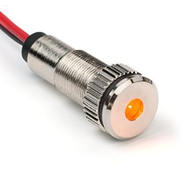 Imagem de Lâmpadas de LED com indicador de LED PLUG-N-PLAY Instrument Cluster. Luzes de piloto de alumínio. Lentes acrílicas coloridas. Painel de montagem nivelado 5/16" 8 mm 12 V para Odômetro de Velocidade Tacômetro (Bisel prateado, LED âmbar)