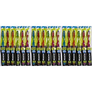 Imagem de Escova de dentes Reach Crystal Clean, cores firmes e sortidas (pacote com 18)