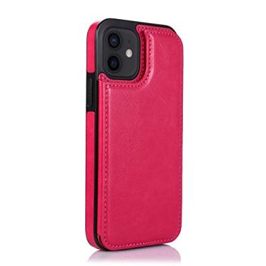 Imagem de Carteira de luxo capa de couro para iPhone 14 13 12 Mini 11 Pro XR XS Max X 6 6s 7 8 Plus 5 5s SE 2020 2022 Slots de cartão Capa de bolsa, rosa, para iPhone SE 2020