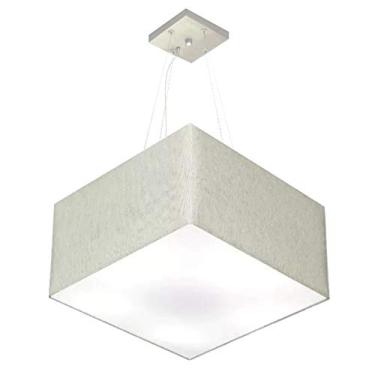 Imagem de Lustre Pendente Quadrado Cúpula Tecido 30/60x60 cm, Vivare Iluminação, Pendente4199 CZ, Cinza, Grande