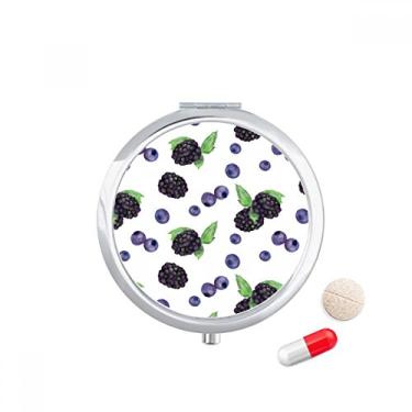 Imagem de Estojo de comprimidos com estampa de ilustração em aquarela e frutas de mirtilo