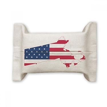 Imagem de Massachusetts Mapa dos EUA Listras Bandeira de Papel Papel Facial Lenço Bolsa de Algodão