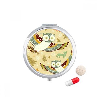 Imagem de Lovely Birds Owls Caixa de comprimidos com estampa floral e bolso para remédios