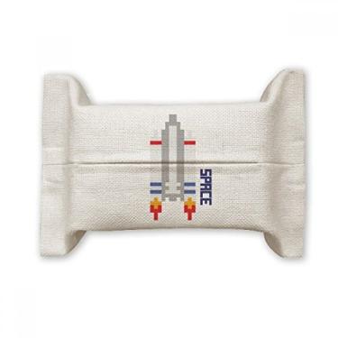 Imagem de Space Ship Rocket Universe Suporte de capa de papel para lenços faciais, saco de linho de algodão